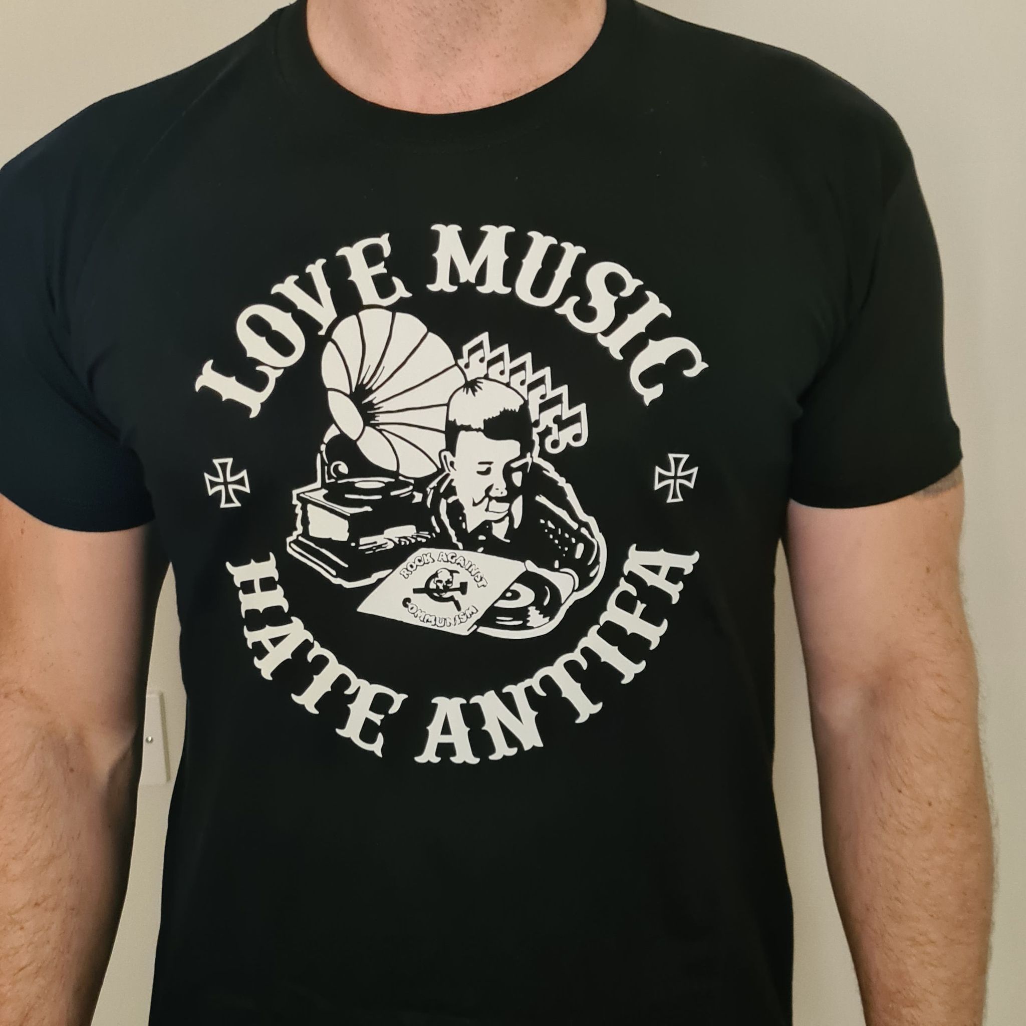 Love Music Hate Antifa Girly T-Shirt
